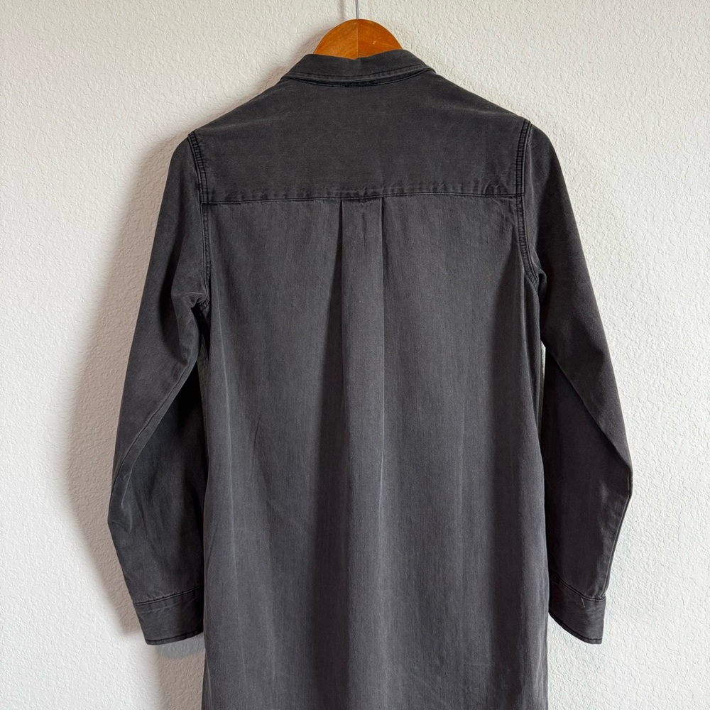 Quince Women's Distressed Denim Black Wash Maxi Shirt Dress Size XS - Picture 8 of 11